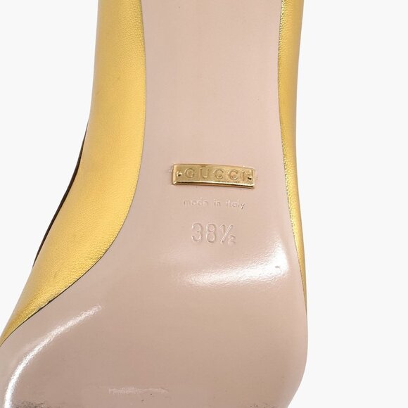 Gucci Yoko Snake Gold Metallic Leather Pumps High Heels Shoes Size 38.5 US 8.5 - Picture 16 of 16